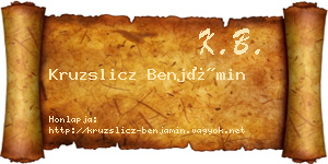 Kruzslicz Benjámin névjegykártya