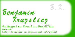 benjamin kruzslicz business card